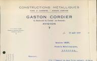 Constructions métalliques Gaston Cordier à Avignon, 1937.