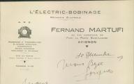 L'électric-bobinage, Fernand Martufi à Avignon, 1937.