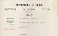 Entreprise M. Serre, travaux publics à Avignon, 1950.