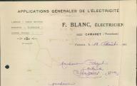 Application générale de l'électricité, F. Blanc, Camaret-sur-Aigues, 1926.