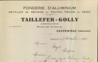 Fonderie d'aluminium, articles de ménage et toutes pièces en série Taillefer-Golly, Carpentras, 1940.