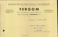 Manufacture de fers à cheval anti-glissants Fergom, Carpentras, 1937.