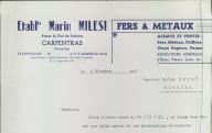 Etablissements Marin Milesi, fers et métaux, Carpentras, 1949.