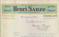 Grains, tourteaux, matières premières, Henri Sauze ses fils, successeurs, à Cavaillon, 1939.