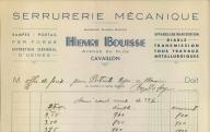 Serrurerie mécanique Henri Bouisse, Cavaillon, 1940.