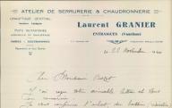 Atelier de serrurerie et chaudronnerie Laurent Granier., Entraigues, 1940.