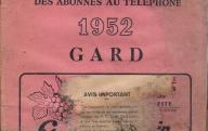 Annuaire officiel des abonnées au téléphone du Gard en 1952.	1952.