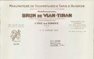 Manufacture de couvertures et tapis d'Avignon, établissements Brun de Vian-Tiran, Isle-sur-la-Sorgue.