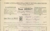 Fabrication de briques en ciment, béton et machefer Jean Albar à Sorgues, 1939.