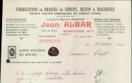 Fabrication de briques en ciment, béton et machefer Jean Albar à Sorgues, 1938.