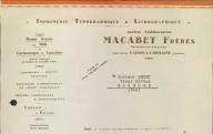 Imprimerie typographique et lithographique, anciens établissements Macabet frères. Vaison-la-Romaine, 1937.