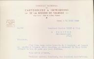 Syndicat patronal des cartonniers et imprimeurs de la région de Valréas, Valréas, 1949.