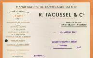 Manufacture de carrelages du Midi R. Tacussel et Cie, Courthézon, 1937.