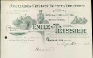 Commerce de porcelaines, cristaux, faïences, verreries Emile Teissier.
