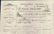 Ferblanterie, zinguerie, plomberie Pierre Daillant, Chapelon et Jouve successeurs. Carpentras, 1919.