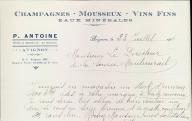 Champagnes, mousseux, vins fins, eaux minérales P. Antoine. Avignon, 1936.