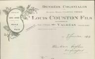 Denrées coloniales Louis Couston Fils. Valréas, 1934.