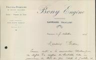 Fruits et primeurs de toutes cultures Bony Eugène. Sarrians, 1926.