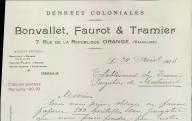 Denrées coloniales Bonvallet, Faurot et Tramier. Orange, 1923.