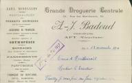Grande droguerie centrale A-J. Badoud. Apt, 1919.