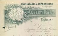 Cartonnages et impressions en tous genres Auibéry Frères. Vaison-la-Romaine, 1901