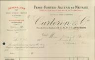 fers, fontes, aciers et métaux Carteron et Cie. Avignon, 1918.