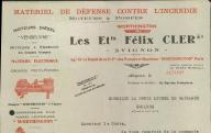 Matériel de défense contre l'incendie Félix Cler. Avignon, 1937