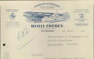 Conserves alimentaires Rolli Frères. Avignon, 1941.