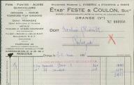 Etablissements Feste et Coulon, fers, fontes, aciers, quincaillerie. Orange, 1953.