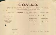 S.O.V.A.D. société de vente d'articles agricoles et divers. Avignon, 1955.