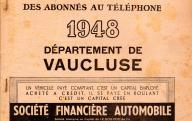 Annuaire officiel des abonnés au téléphone du Vaucluse en 1948.