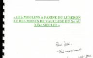 SYLVAIN-TOUCHE (K.)	Les moulins à farine du Luberon et des monts de Vaucluse du X° au XIX¨siècles (Mémoire DEA).	Université d'Aix en Provence, 2001
