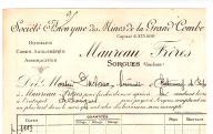 Société anonyme des mines de la Grand Combe Maureau Frères. Sorgues, 1898.