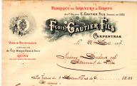 Fabrique de liqueurs et sirops Fçois Gauthier Fils. Carpentras, 1907.
