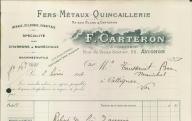 Fers, métaux, quincaillerie, F. Carteron. Avignon, 1914.