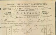 Manufacture de sabots et chaussures A. Guigue. Avignon, 1890.