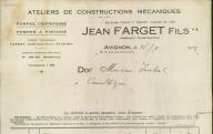 Ateliers de construction mécaniques Jean Farget fils à Avignon, 1923.
