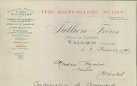 Fers, quincaillerie, métaux Jullien frères, Vaison-la-Romaine, 1925.