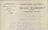 Commerce de chiffons, peaux et métaux Veuve Dumont à Carpentras, 1926.
