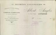 Denrées coloniales Albert Anglès, Avignon, 1929.
