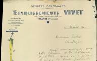 Etablissements Vivet, denrées coloniales, Orange, 1940.