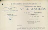 Denrées coloniales, Veuve A. Anglès, Avignon, 1940.