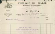 Fabrique de colles M. Falda à Valréas, 1935.