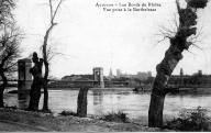 Les bors du Rhône, vue prise de la Barthelasse.	Avignon