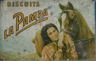 Boîte en fer de la biscuiterie la Pampa à L'Isle-sur-la-Sorgue.