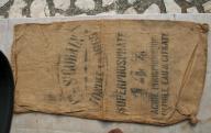Sac en toile de jute de l'entreprise St Gobain.