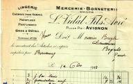 Mercerie-bonneterie Vidal fils ainé à Avignon, 1923